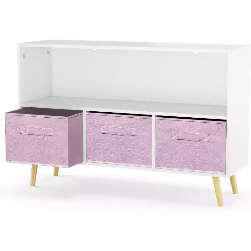 Étagère à livres pour enfants, organiseur de rangement pour jouets à 4 cubes avec tiroirs en tissu pliable, présentoir à livres pour salle de jeux, chambre de bébé, chambre d'enfants