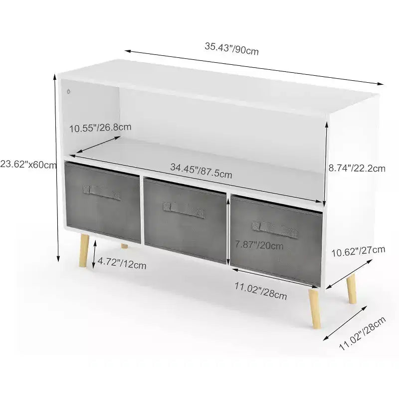 Étagère à livres pour enfants, organiseur de rangement pour jouets à 4 cubes avec tiroirs en tissu pliable, présentoir à livres pour salle de jeux, chambre de bébé, chambre d'enfants