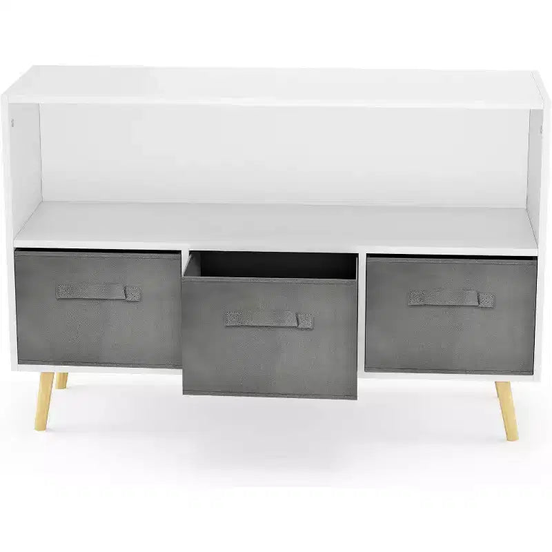 Étagère à livres pour enfants, organiseur de rangement pour jouets à 4 cubes avec tiroirs en tissu pliable, présentoir à livres pour salle de jeux, chambre de bébé, chambre d'enfants
