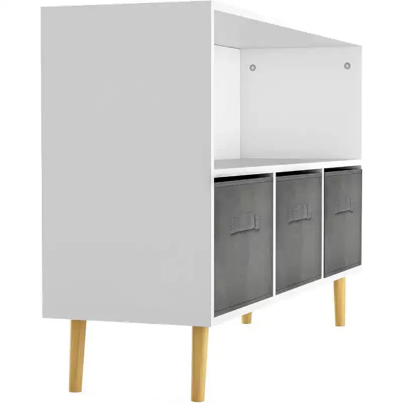 Étagère à livres pour enfants, organiseur de rangement pour jouets à 4 cubes avec tiroirs en tissu pliable, présentoir à livres pour salle de jeux, chambre de bébé, chambre d'enfants