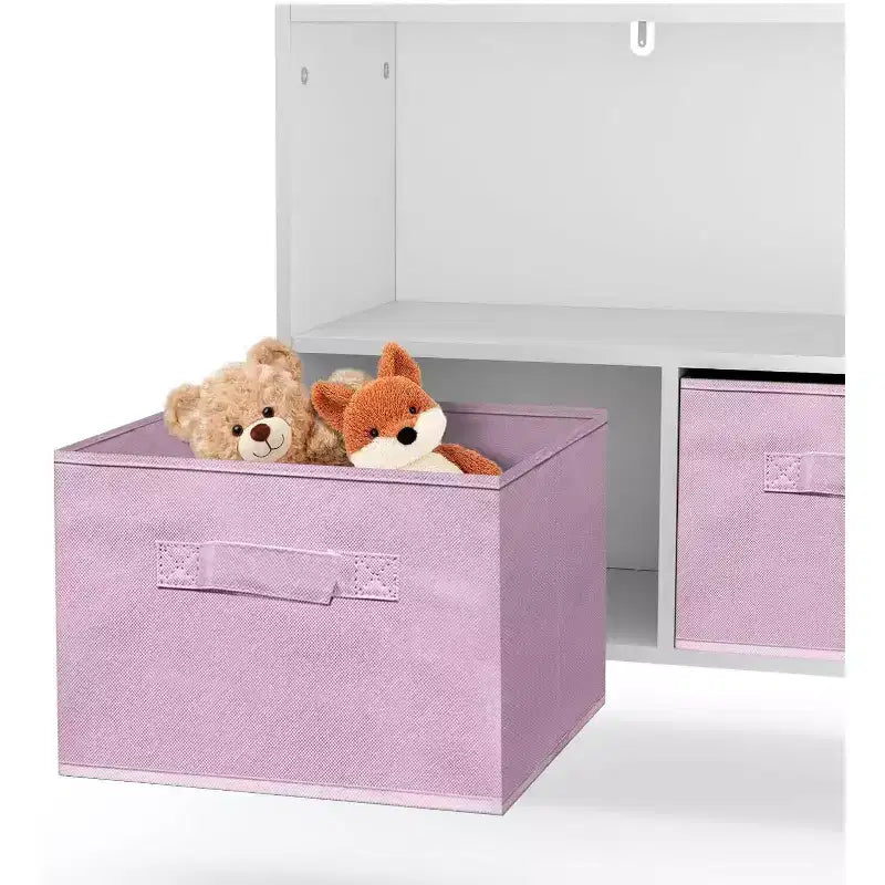 Étagère à livres pour enfants, organiseur de rangement pour jouets à 4 cubes avec tiroirs en tissu pliable, présentoir à livres pour salle de jeux, chambre de bébé, chambre d'enfants