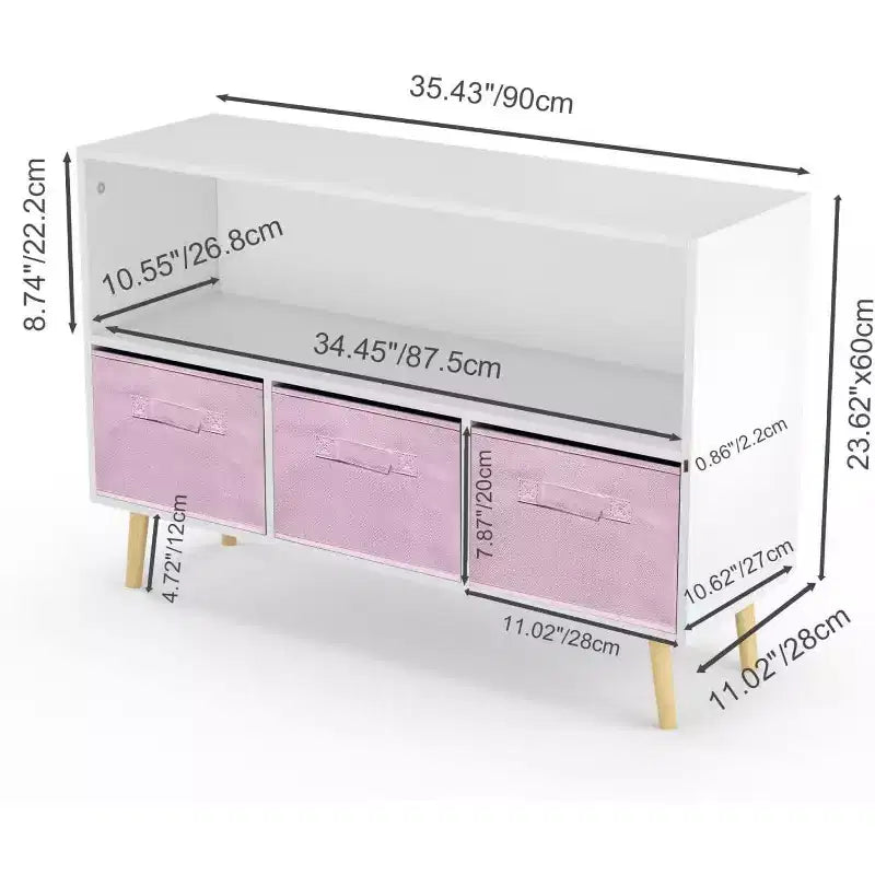 Étagère à livres pour enfants, organiseur de rangement pour jouets à 4 cubes avec tiroirs en tissu pliable, présentoir à livres pour salle de jeux, chambre de bébé, chambre d'enfants