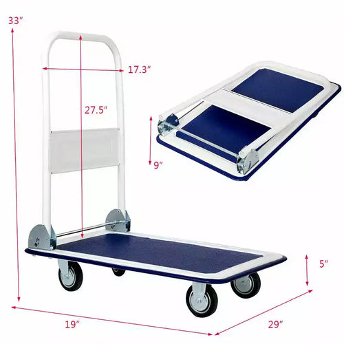 Chariot de transport pliant 150 kg, diable de déménagement, entrepôt, chariot de manutention, bleu/jaune