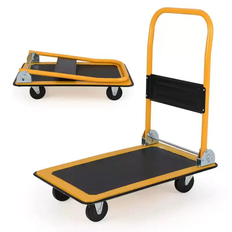 Chariot de transport pliant 150 kg, diable de déménagement, entrepôt, chariot de manutention, bleu/jaune