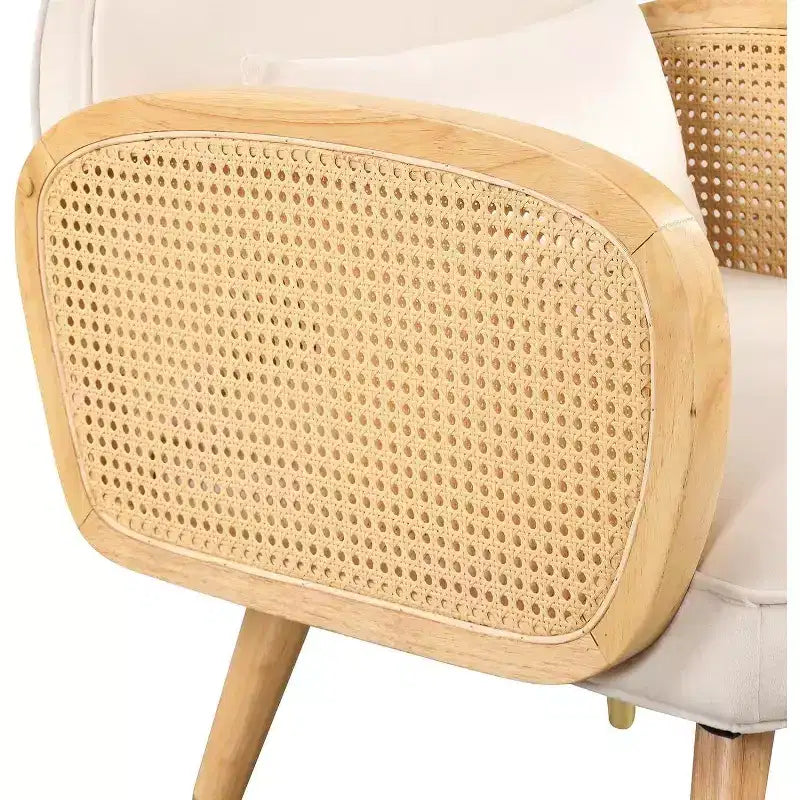 Chaises de salle à manger modernes, assise rembourrée avec accoudoirs en rotin, pieds en métal, fauteuil d'appoint pour salle à manger, salon, bureau, jaune, lot de 2
