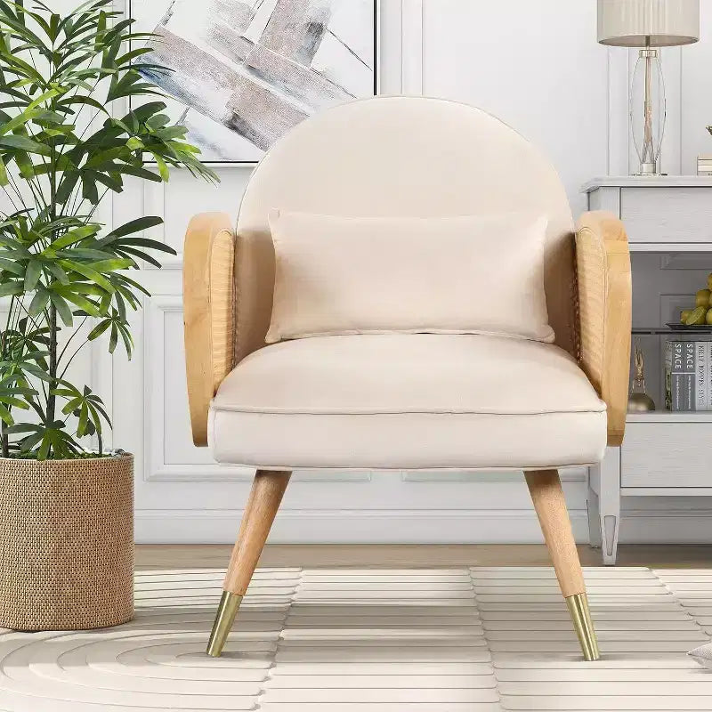 Chaises de salle à manger modernes, assise rembourrée avec accoudoirs en rotin, pieds en métal, fauteuil d'appoint pour salle à manger, salon, bureau, jaune, lot de 2