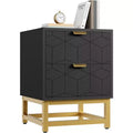 Acekool 2 Drawer Nightstand, Modern Side Table with Gold Metal Legs, Bedside Table Storage for Bedroom, Hallway, or Entryway