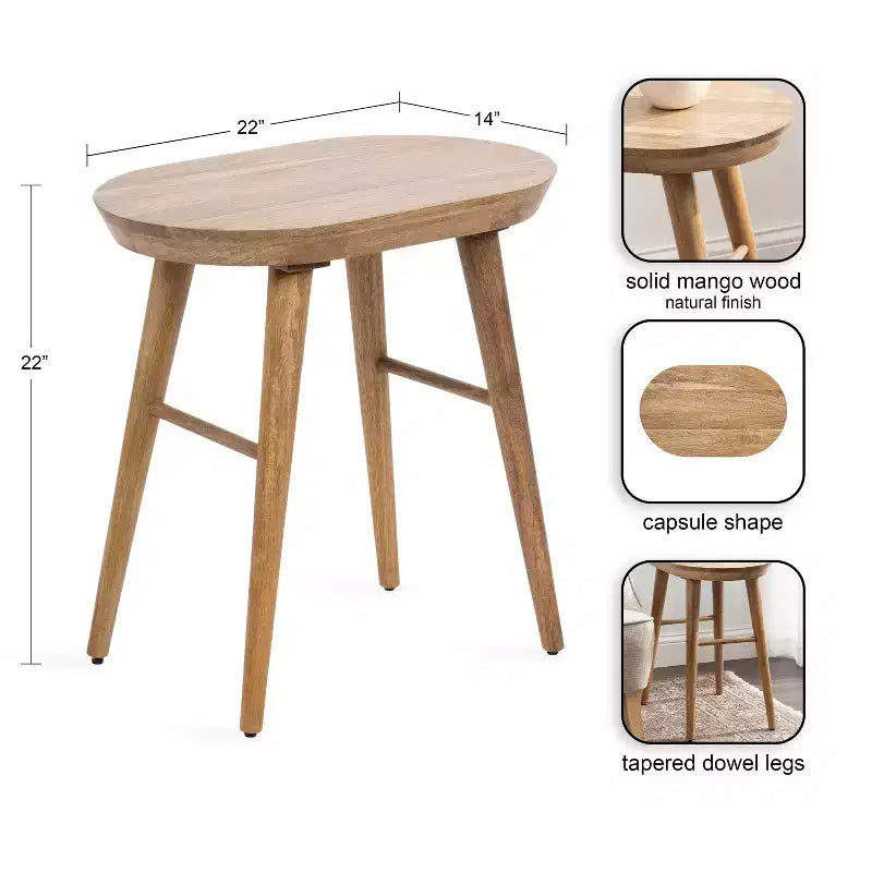 Table d'appoint ovale en bois Conan