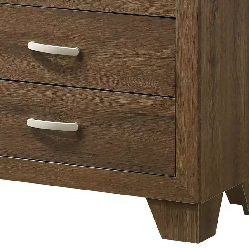 Commode classique à 5 tiroirs, armoire de rangement en grain de bois à glissement doux, table de chevet pour l'organisation de la chambre à coucher et du salon