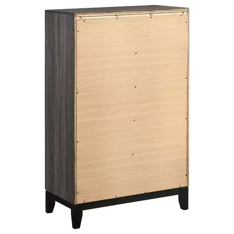 Commode classique à 5 tiroirs, armoire de rangement en grain de bois à glissement doux, table de chevet pour l'organisation de la chambre à coucher et du salon