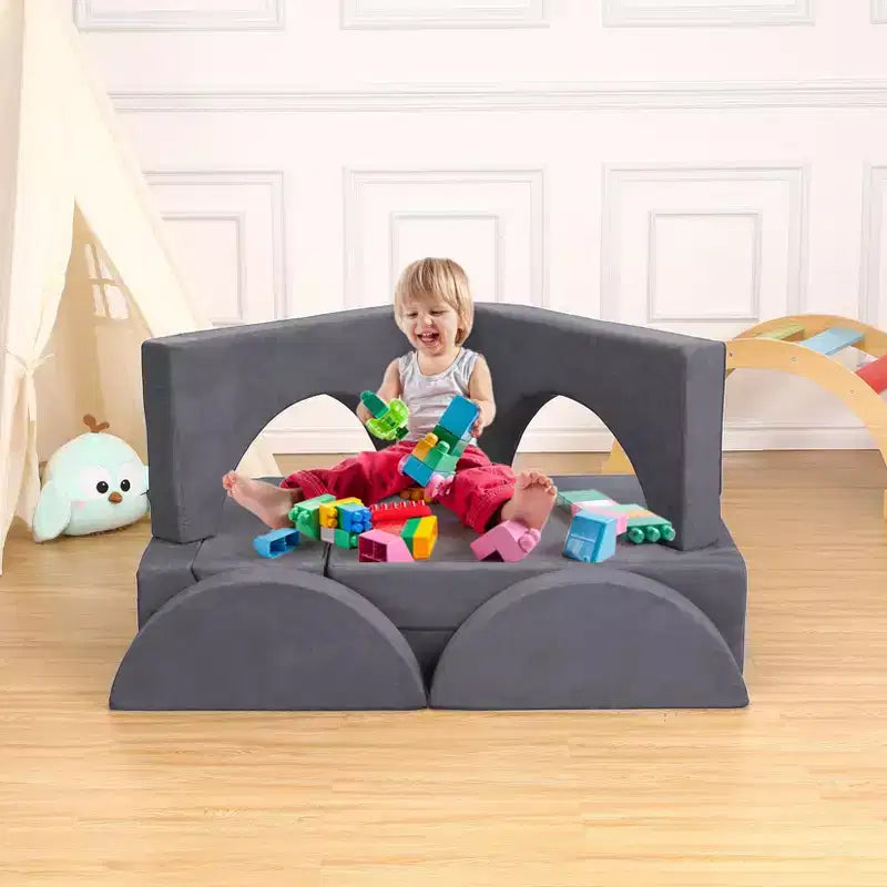 Canapé de jeu modulaire pour enfants 7 pièces, canapé multifonctionnel convertible pour tout-petits, idéal pour salle de jeux et chambre d'enfant