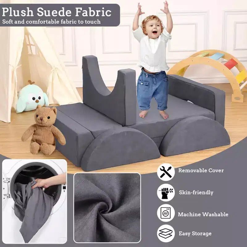 Canapé de jeu modulaire pour enfants 7 pièces, canapé multifonctionnel convertible pour tout-petits, idéal pour salle de jeux et chambre d'enfant