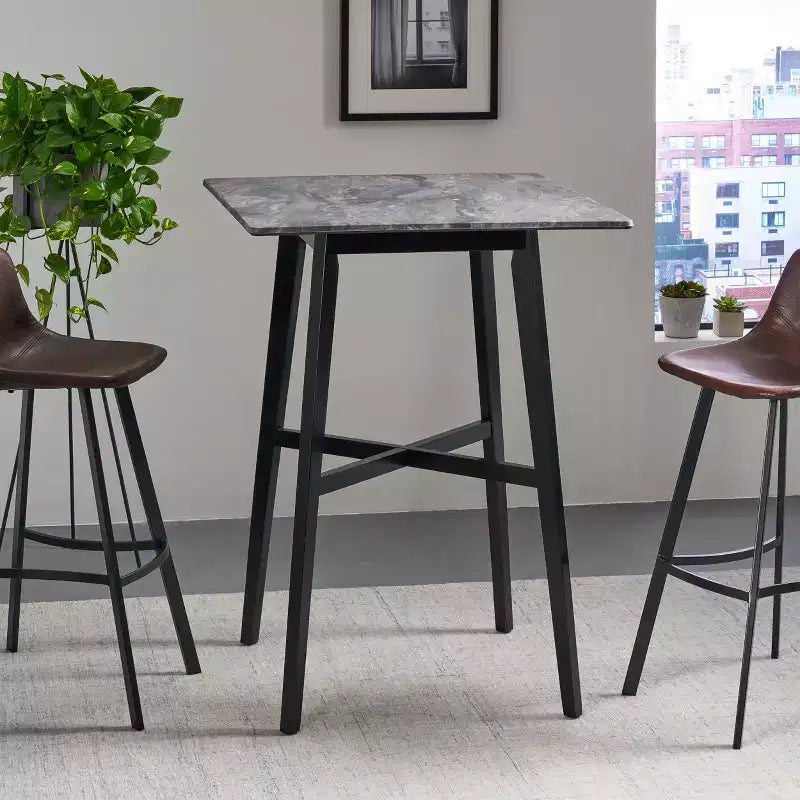 Table de salle à manger moderne, table de cuisine haute avec pieds en bois d'hévéa pour petits espaces, salle à manger, salon