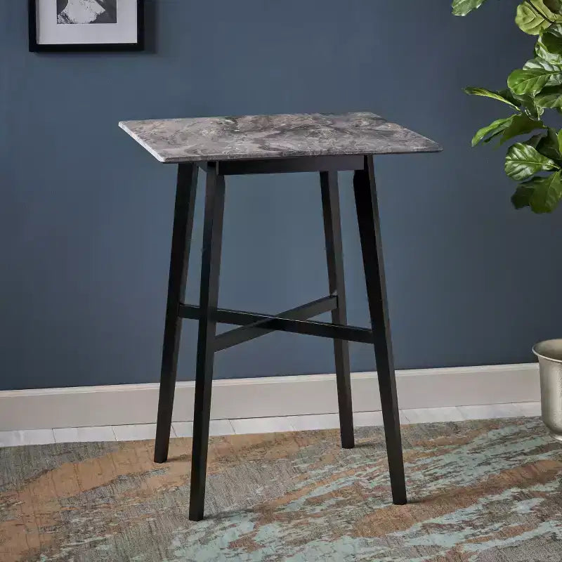 Table de salle à manger moderne, table de cuisine haute avec pieds en bois d'hévéa pour petits espaces, salle à manger, salon