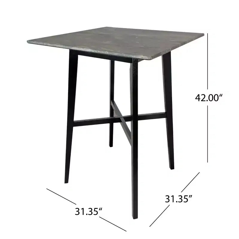 Table de salle à manger moderne, table de cuisine haute avec pieds en bois d'hévéa pour petits espaces, salle à manger, salon
