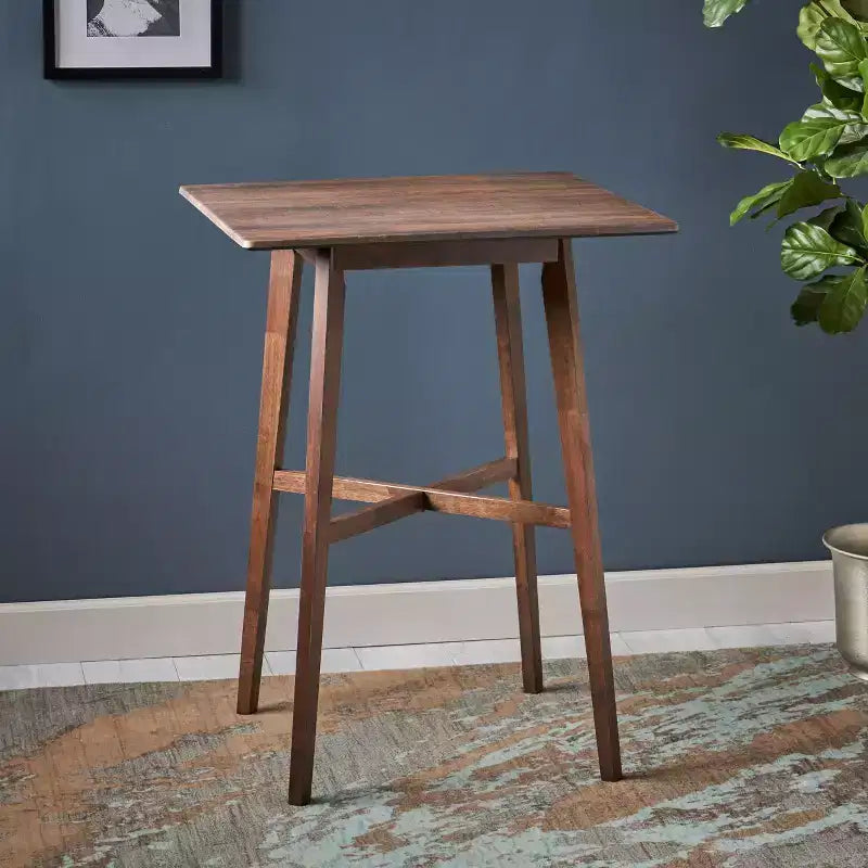 Table de salle à manger moderne, table de cuisine haute avec pieds en bois d'hévéa pour petits espaces, salle à manger, salon