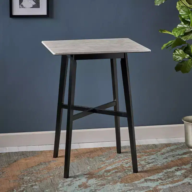 Table de salle à manger moderne, table de cuisine haute avec pieds en bois d'hévéa pour petits espaces, salle à manger, salon
