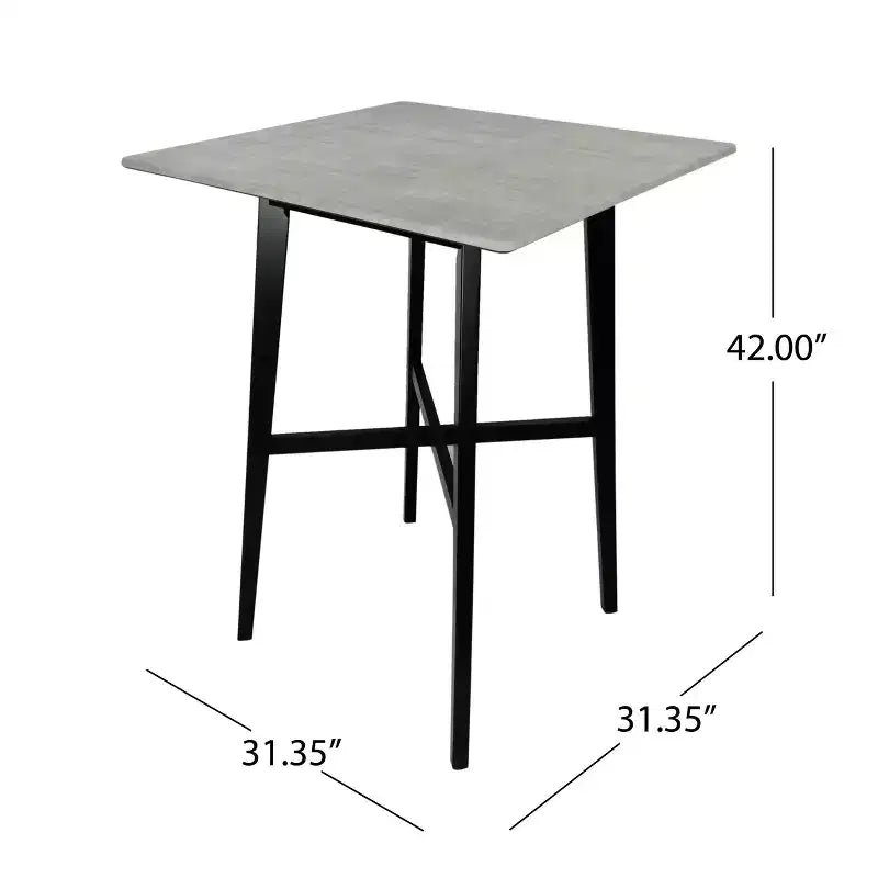 Table de salle à manger moderne, table de cuisine haute avec pieds en bois d'hévéa pour petits espaces, salle à manger, salon