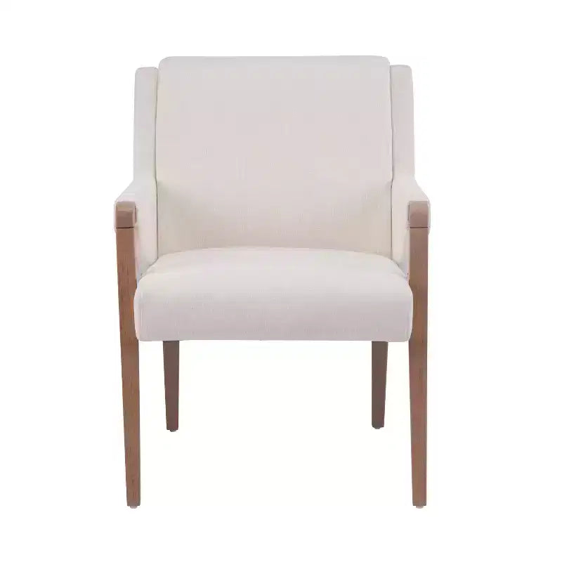 Ensemble de salle à manger moderne 7 pièces en hévéa, tapissé de lin, avec table ovale à pied central
