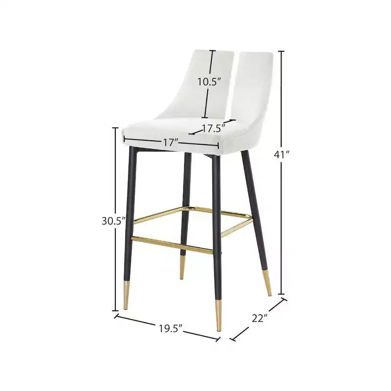 Tabouret haut élégant en velours, lot de 2