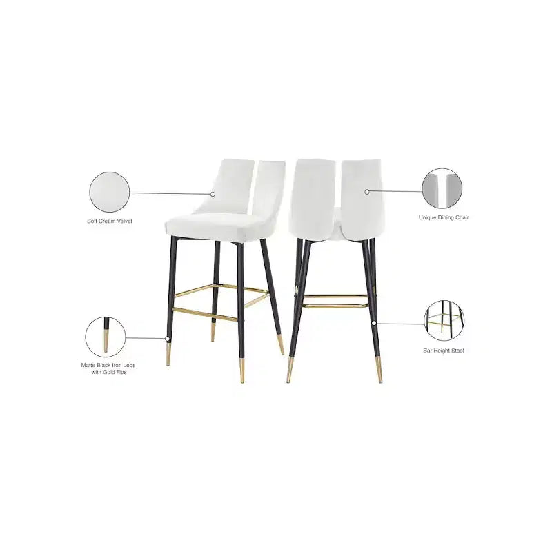 Tabouret haut élégant en velours, lot de 2