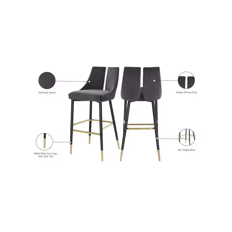 Tabouret haut élégant en velours, lot de 2