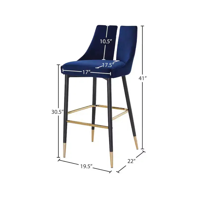 Tabouret haut élégant en velours, lot de 2