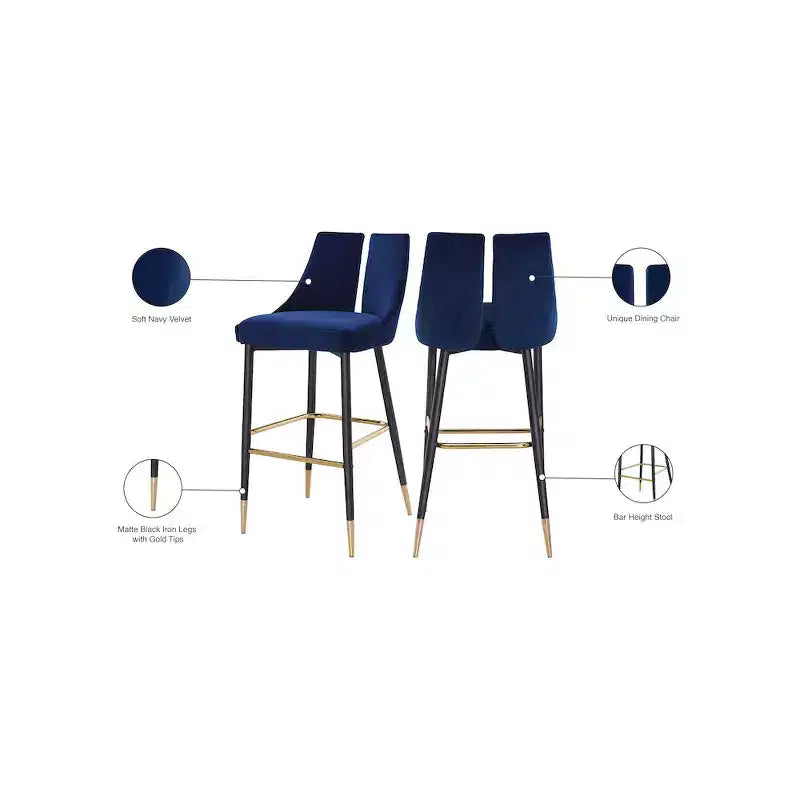 Tabouret haut élégant en velours, lot de 2