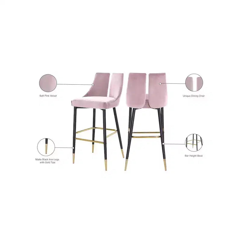 Tabouret haut élégant en velours, lot de 2