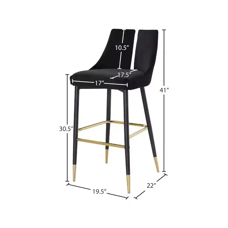 Tabouret haut élégant en velours, lot de 2