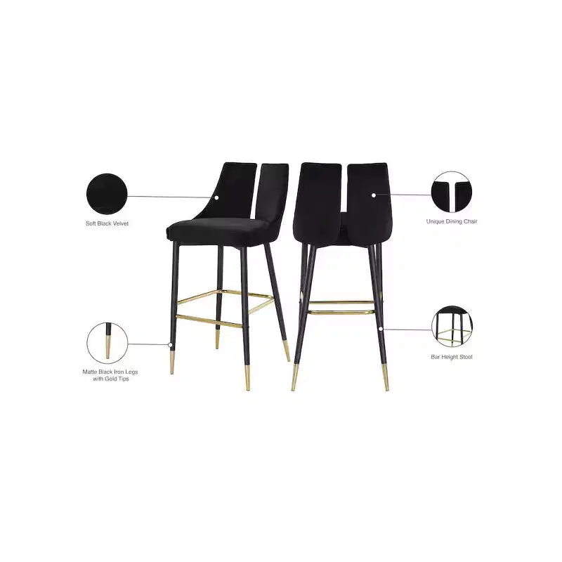 Tabouret haut élégant en velours, lot de 2