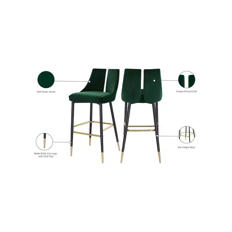 Tabouret haut élégant en velours, lot de 2