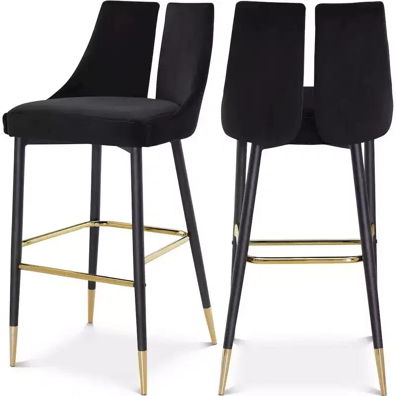 Tabouret haut élégant en velours, lot de 2