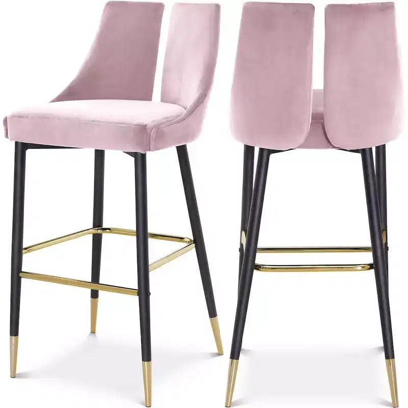 Tabouret haut élégant en velours, lot de 2