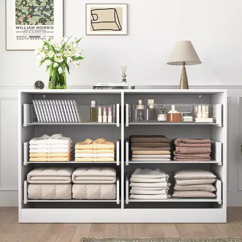 Commode à 6 tiroirs Meuble de rangement moderne avec motif ondulé en panneaux de particules Construction robuste Grand espace de rangement