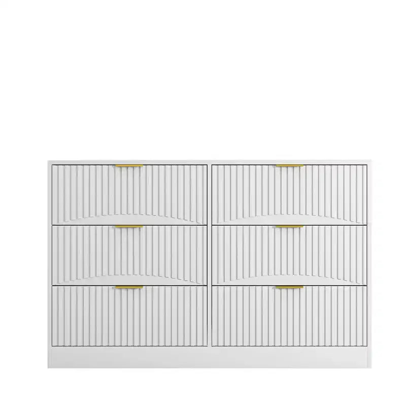 Commode à 6 tiroirs Meuble de rangement moderne avec motif ondulé en panneaux de particules Construction robuste Grand espace de rangement