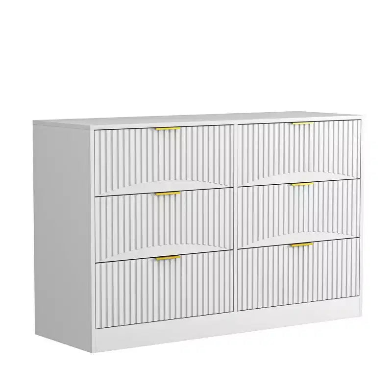 Commode à 6 tiroirs Meuble de rangement moderne avec motif ondulé en panneaux de particules Construction robuste Grand espace de rangement