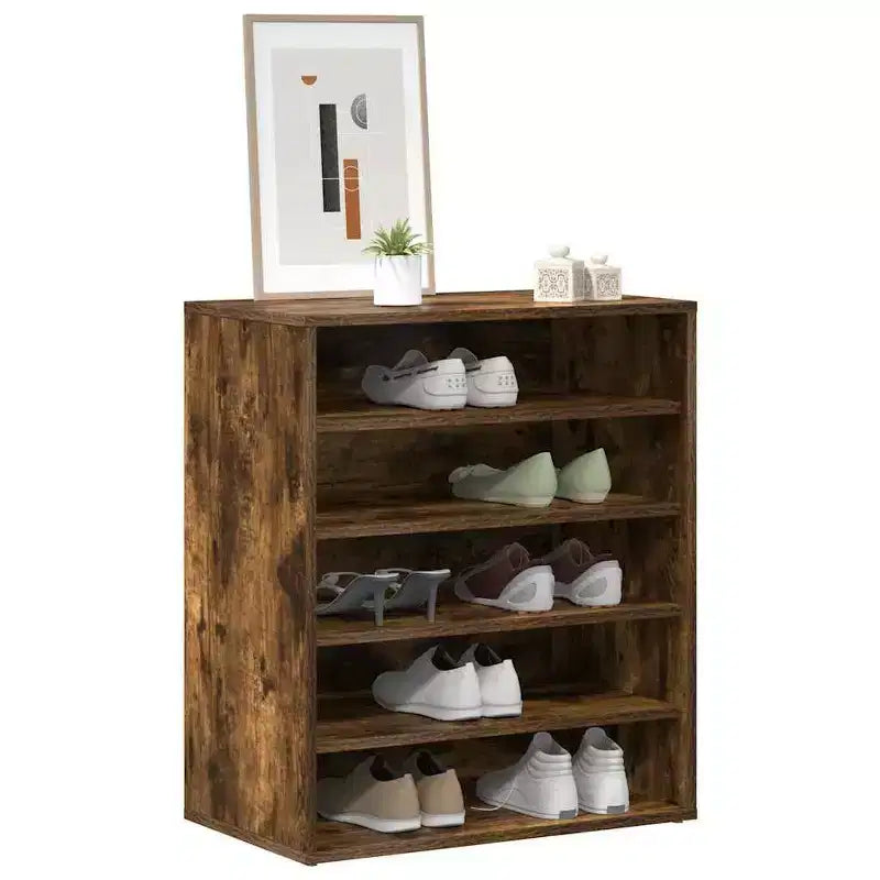 Meuble à Chaussures Chêne Fumé Bois d'Ingénierie Rangement Moyen