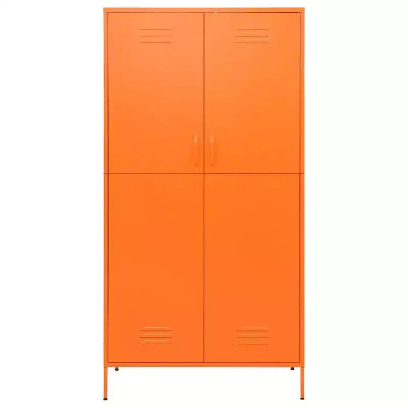 Armoire en acier thermolaqué orange, grande armoire rectangulaire