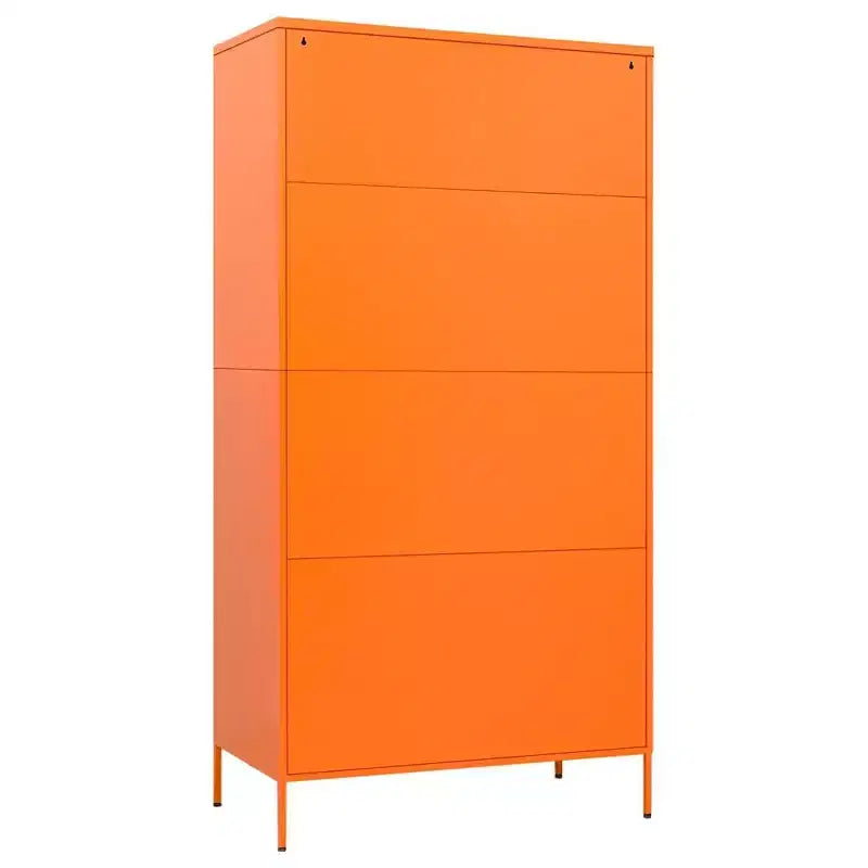 Armoire en acier thermolaqué orange, grande armoire rectangulaire
