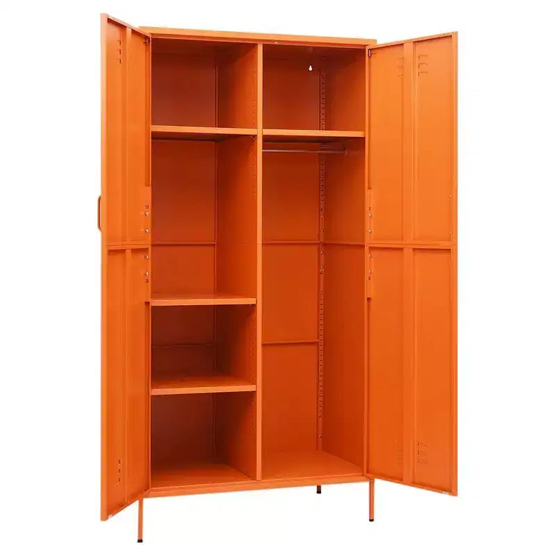 Armoire en acier thermolaqué orange, grande armoire rectangulaire