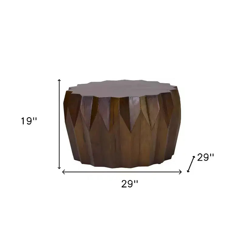 Table basse octogonale 29 en bois massif marron