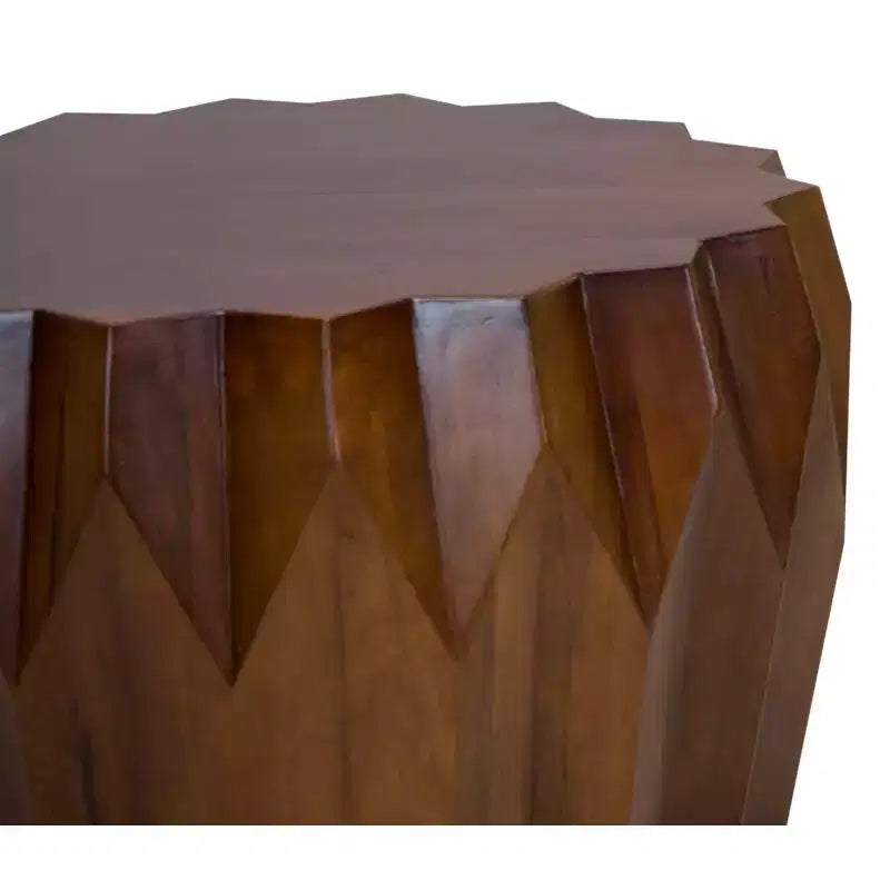 Table basse octogonale 29 en bois massif marron