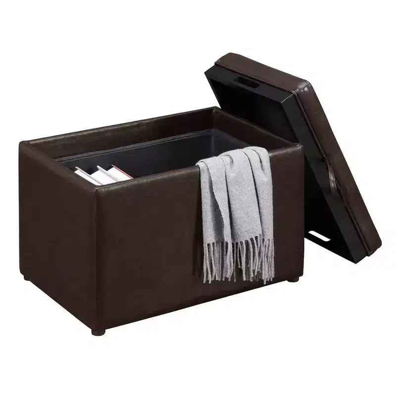 Pouf de rangement Luxe Comfort avec plateau supérieur réversible