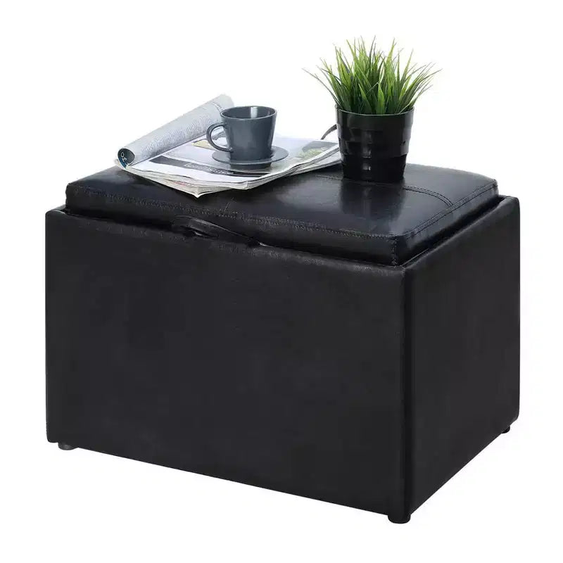Pouf de rangement Luxe Comfort avec plateau supérieur réversible
