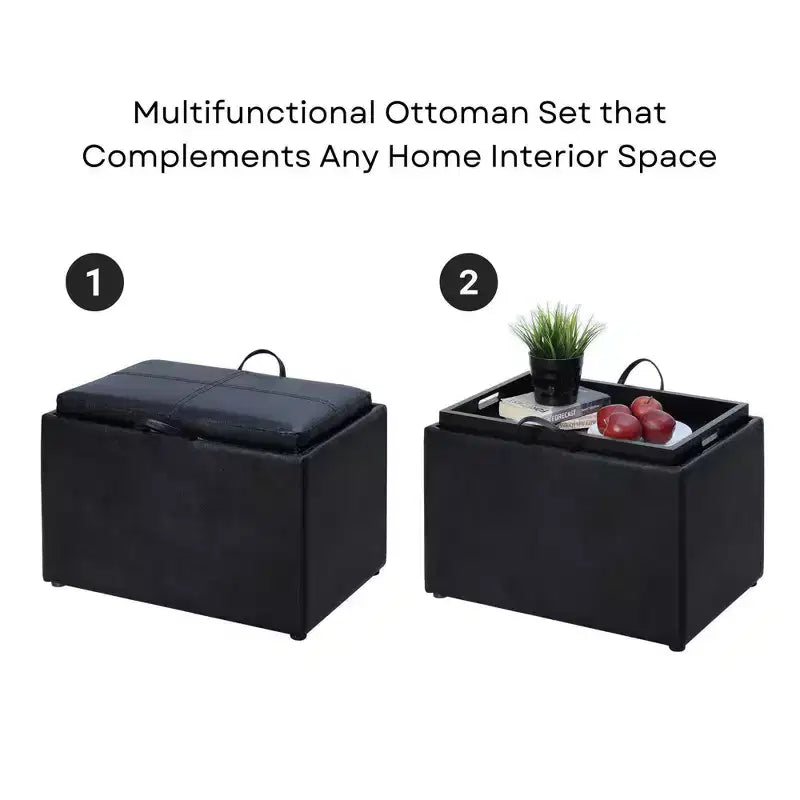Pouf de rangement Luxe Comfort avec plateau supérieur réversible