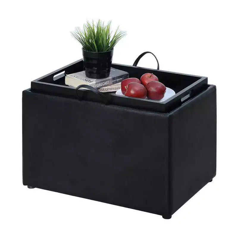 Pouf de rangement Luxe Comfort avec plateau supérieur réversible