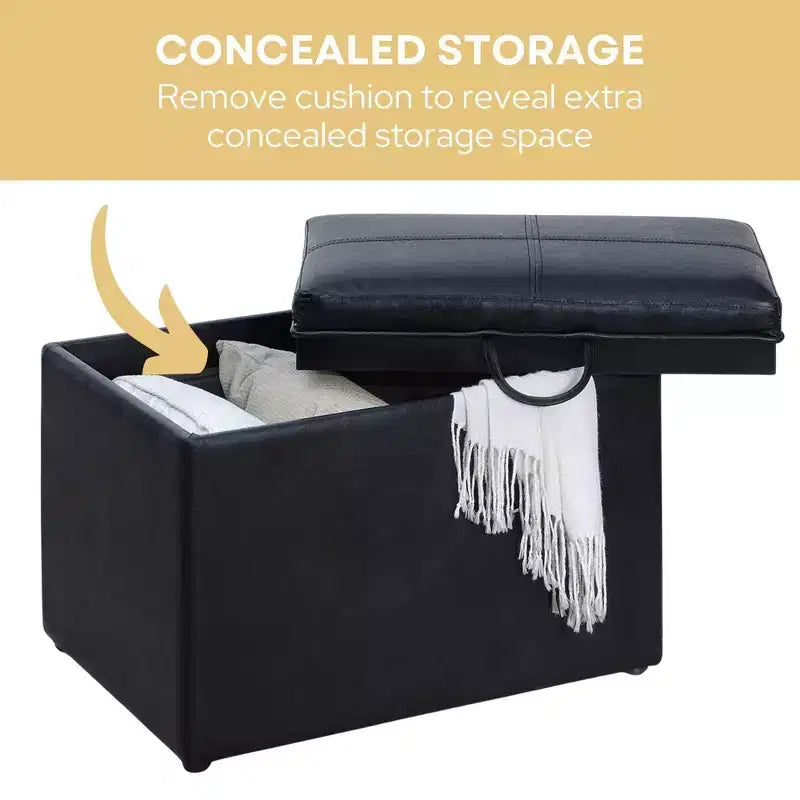 Pouf de rangement Luxe Comfort avec plateau supérieur réversible