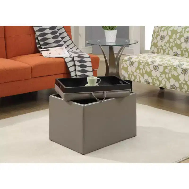 Pouf de rangement Luxe Comfort avec plateau supérieur réversible