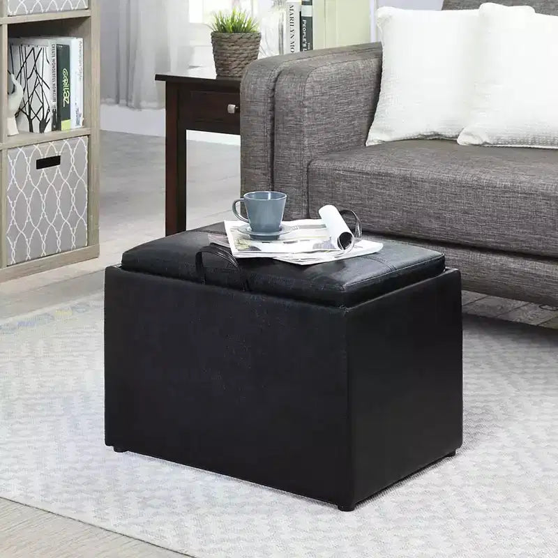 Pouf de rangement Luxe Comfort avec plateau supérieur réversible